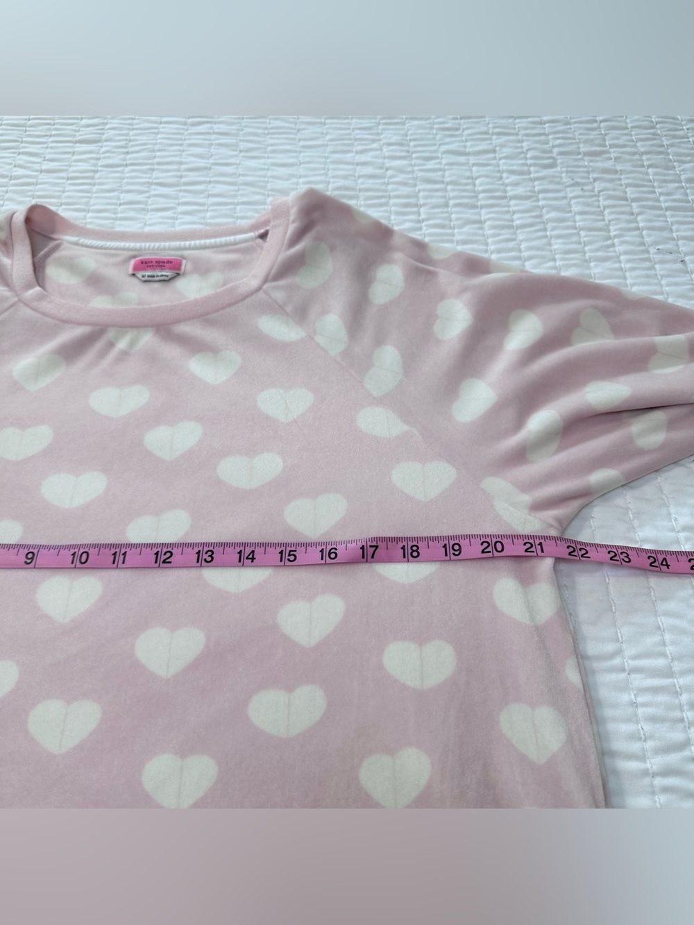 kate spade New York Light Pink Heart-Print Long-Sleeve Pajama Top in Size XL - Picture 8 of 11